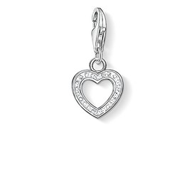 Thomas Sabo Women Charm Pendant Heart Zirconia Charm Club 925 Sterling Silver 0930-051-14