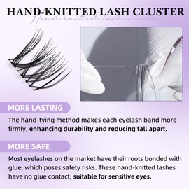 Lash Clusters Kit-Hand-Knitted Lash Extension Kit 72pcs Lash Trios Eyelash Clusters Lightweight & Reusable Eyelash Extension Kit 5x Long-Lasting Cluster Eyelash Extensions at Home(Stellar 12 pairs)