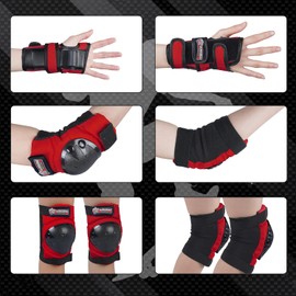 Adult & Kids Knee Pads Elbow Pads Wrist Guards Protective Gear Set for Skateboarding, Skating, Inline Skating, Roller Skating, Scooter, BMX Biking Cycling and Outdoor Extreme Multi-Sports