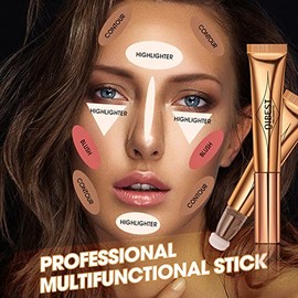 Liquid Contour Bronzer Stick Beauty Wand -1 # Gris marrón | Crema Líquida Contorno Stick Mate Bronceador Stick con Aplicador de Cojín, Ligero Mezclabl