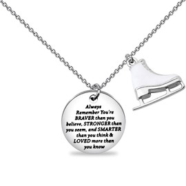 BNQL Ice Skate Necklace Figure Skating Necklace Gifts Ice Skating Gifts Figure Skater Gifts Ice Skating Necklace Skate Lover Gifts, Large, Zinc and Stainless Steel, alloy