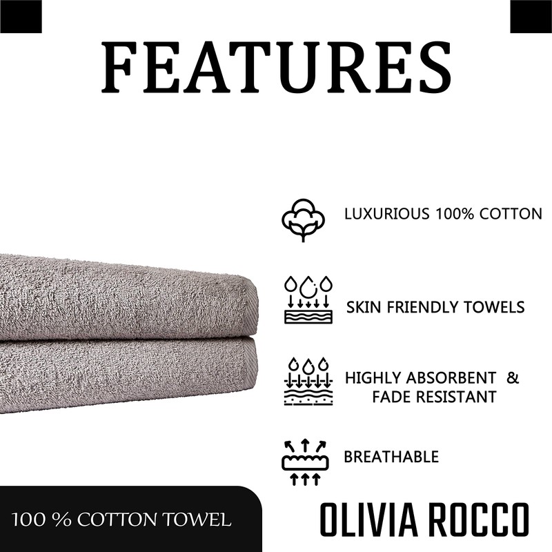 Olivia Rocco Pack Of 2 Bath Sheets Everyday 100% Cotton