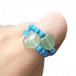Bacatgem 2Pcs 0.4 Inchs Love Heart &0.16 Inchs Ball Crystals and Healing Stone,Blue Howlite Turquoise+Green Aventurine