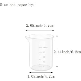 Goiio 12 Pcs 3.4 Oz Transparent Lab Measuring Cup, 100ml Plastic Beaker Cups, for Scie