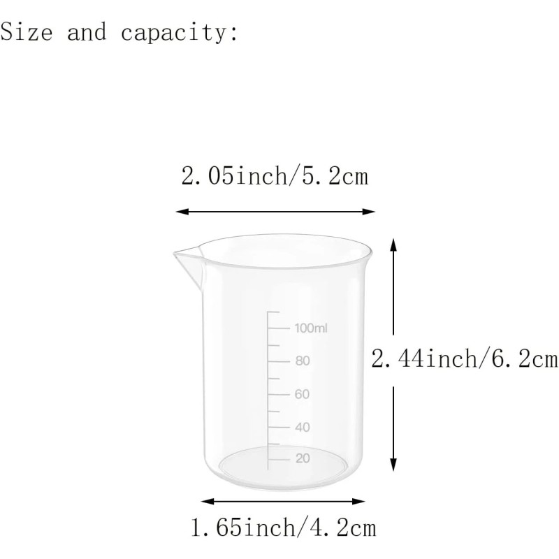 Goiio 12 Pcs 3.4 Oz Transparent Lab Measuring Cup, 100ml