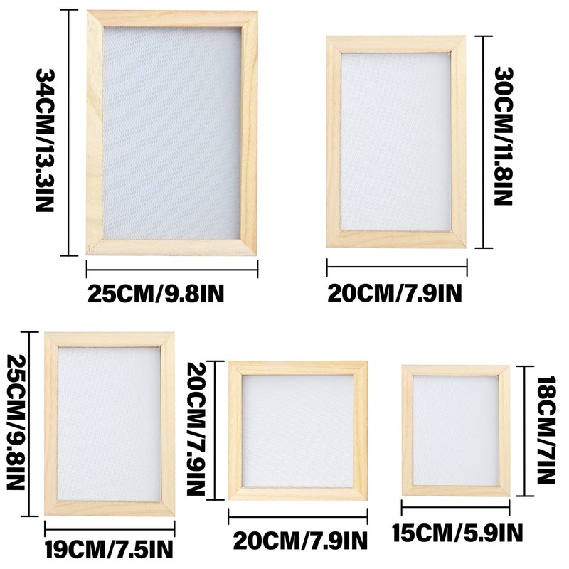 5 Pieces Paper Making Frame Wood DIY Natural Paper Craft