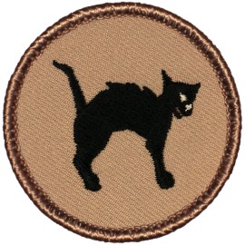 Patchtown Black Cat Patrol Patch - 2" Round Embroidered Patch - Sew-on