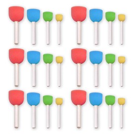 Zerodis Juego de 24Pinceles de Esponjas Redondas,4Colores y Tamaños Mini Pincel de Espuma con Mango de para Bricolaje Herramientas de Pintura con Esponja para Niños