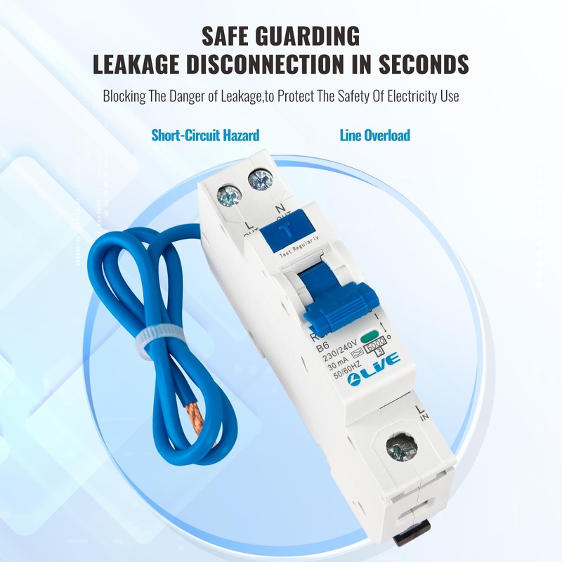 LVE Type A Circuit Breaker RCBO Single Module,B Curve 30mA