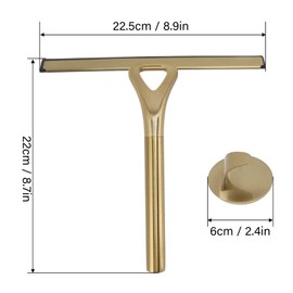 Gold Shower Squeegee, Stainless Steel Portable Small Shower Glass Scraper with Hook, Household Cleaning Accessory for Shower Door, Window, Car Glass