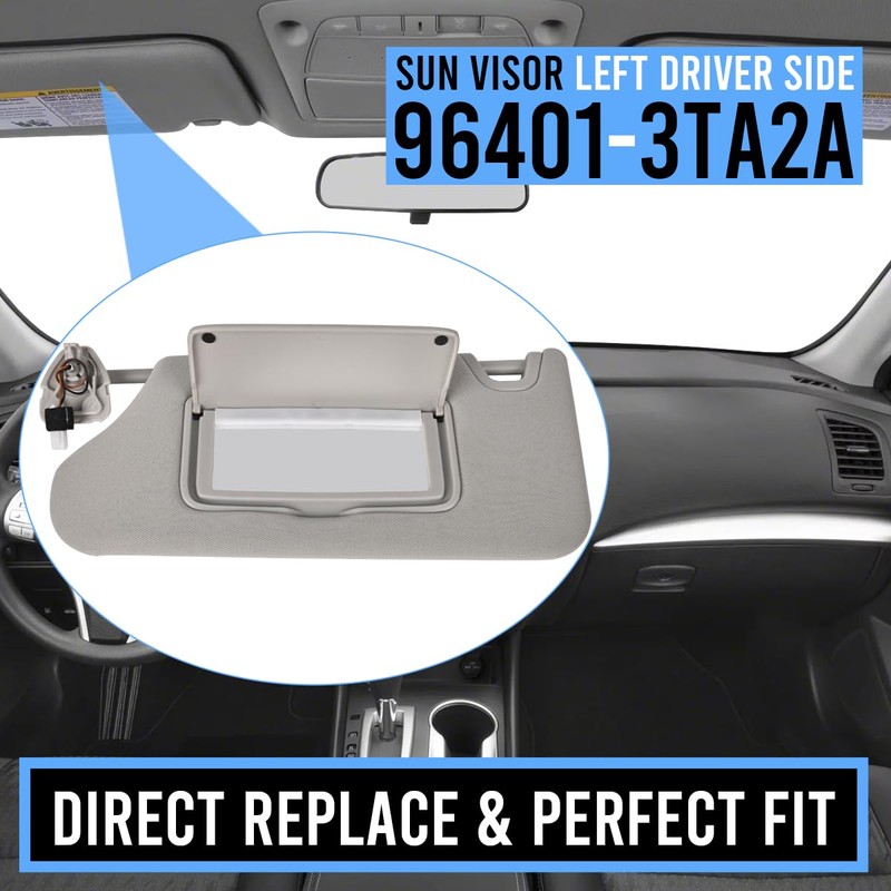 Sun Visor Left Driver Side LH with Mirror and Light