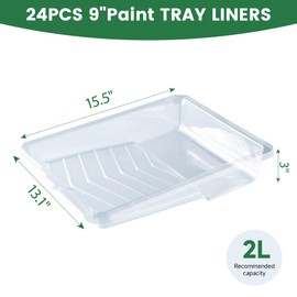 Voomey Paint Tray Liner Disposable,Paint Pan Liners,24 Pcs Heavy-Duty Plastic Paint Tray Liners for House Painting, Leak-Proof & Easy Cleanup (Only Compatible with Voomey 17pcs Paint Roller Kit)