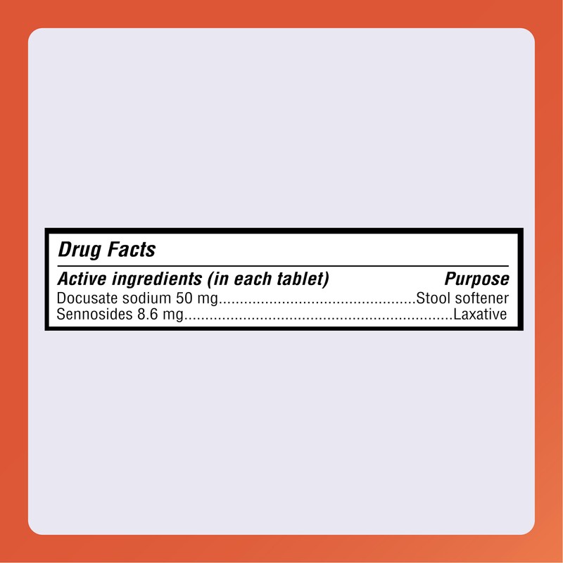 Rugby Senexon-S Natural Vegetable Laxative Plus Stool Softener - Docusate