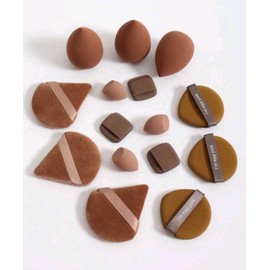 Makeup Sponge Kit Coffee color 15pcs set with 3 Triangle Powder Puffs , 3 Air Cushion, 3 Finger Shaped MiniCushion Puffs , 3 Makeup Sponges and 3 Mini Water Drop-Shaped Makeup Sponges for Beauty Blender Sponges