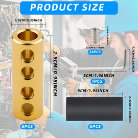 37 Pcs 6 Awg Gauge Wire Connector Nut Kit, 80 Amp Quick Wiring Connection Terminal, 6 Awg Splicing Quick Wiring Connection Terminal, Circuit Connector Wire Connector with Screws & Shrink Tube