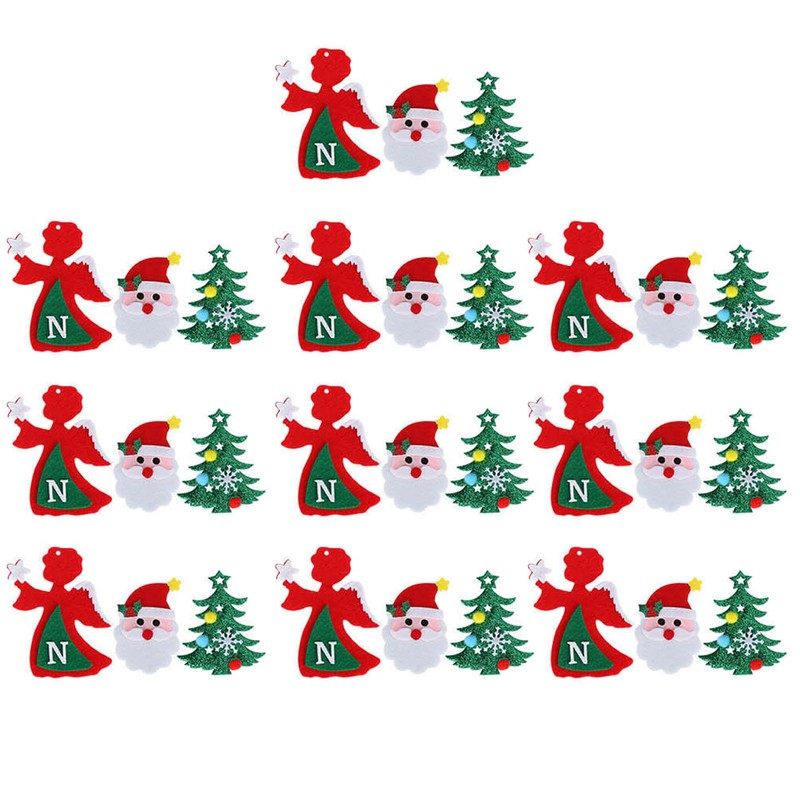 30Pcs Christmas Tree Felt Wall Hanging Door Murals Kids Gifts