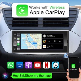 6.9 Inch Single Din Car Stereo with Wireless Apple CarPlay & Wireless Android Auto, Single Din Touchscreen Radio, Android 10 Multimedia System, GPS, Bluetooth, WiFi, FM, SWC, USB
