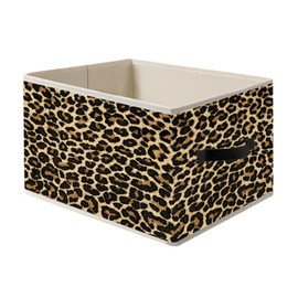 FITIE Brown Leopard Print Storage Bin Box with Handles, Cheetah Room Decor, Girly Y2k Wild Western Cheetah Foldable Organizer Basket Toybox for Girls Dorm Bedroom Bathroom Clothes Toys Books