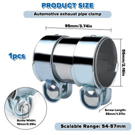 LPZMPZ Exhaust Clamp Diameter 55 mm/L: 95 mm Pipe Connector Double Clamp Exhaust Pipe Clamp Universal Stainless Steel Manifold Clamp Repair Clamp Connection