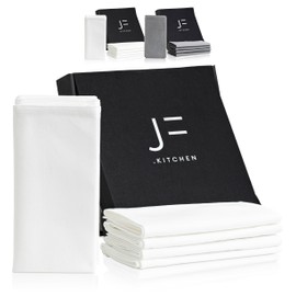 JF.kitchen® 12 fabric napkins with folding instructions (English language not guaranteed) made of extra high-quality cotton, 40 x 40 cm (white)