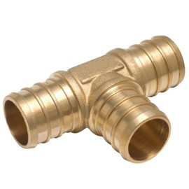3/4 x 3/4 x 3/4 Inch PEX Barbed Tee Connector Fitting Crimp Brass for PEX Pipe Tubing, No Lead 50 in Pack