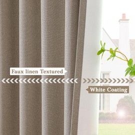 Novecozy Linen Texture 100% Blackout Curtains 54 inches Long for Bedroom Living Room Darkening Full Black Out Rod Pocket & Back Tab Thermal Insulated Home Decor Window Drapes，2 Panels Set，Taupe
