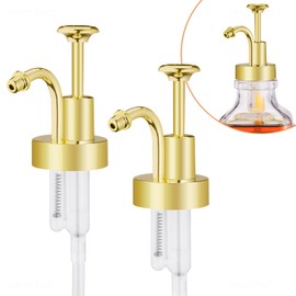 NiHome Coffee Syrup Pump Dispensers 2-Pack, Coffee Bar Accessories for Maple Syrup Bottles Multifunctional Soap Dispenser Home Decor (Gold)
