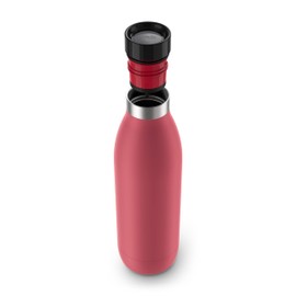 Emsa Bludrop N31123 Insulated Drinking Bottle, 0.7 Litres, Powder Coating, Stainless Steel, Quick-Press Closure, 360° Drinking Enjoyment, 12 Hours Warm, 24 Hours Cool, Leak-Proof, Dishwasher Safe,