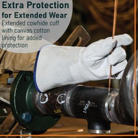 WELLS LAMONT INDUSTRIAL Goatskin Leather Stick/Arc Welding Glove (M, 1 Pair) | Foam Fleece Lined - Welding, Manufacturing, Construction | ANSI Rated: Abrasion 3, Heat 2, Puncture 3