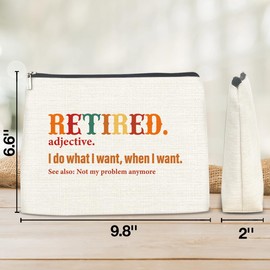 Retirement Gifts Makeup Bag, Retired Gift for Coworker Women Her, Thank You Appreciation Gift for Retired Coworker, Retired Definition Cosmetic Bag Makeup Pouch
