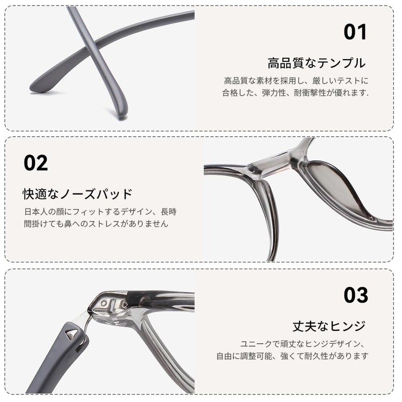 [FEISEDY] 老眼鏡 遠近両用 累進焦点 リーディンググラス ブルーライトカット 調光 変色 超軽量 おしゃれ