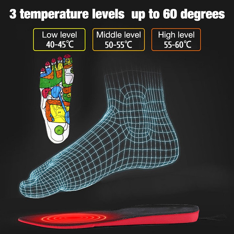 Electric Heated Insoles Rechargeable Winter Foot Warmers with Remote Control