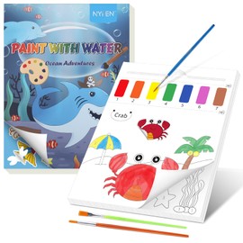 NYPEN Paint with Water Coloring Book for Toddlers, Mess Free Watercolor Painting Books Kit for Kids Ages 2 3 4 5 6, Art Craft Gift for Drawing with Stickers & Brushes, Marine Life