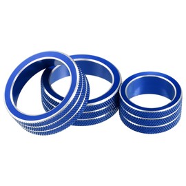 X AUTOHAUX Car Console AC Audio Volume Knob Ring Cover for Chevy Malibu 2017-2022 Blue (Set of 3)