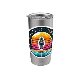 Retro Sun & Astronaut Design Vintage 80s Space Exploration Stainless Steel Insulated Tumbler