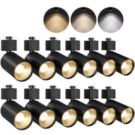 VONLUCE LED Track Light Heads Set of 12, H-Type Compatible Ceiling Spotlights, 10W 3-CCT Adjustable Fixtures for Closet, Hallway, or Living Room, Black