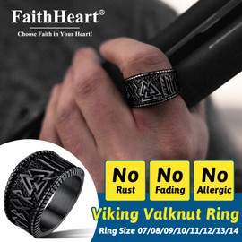 FaithHeart Customisable Unisex Finger Ring, Chain Spinner Ring, Viking, Rune Spinner Ring, Punk Viking Jewellery, Hip Pop Ring, with Gift Box, for Birthday / Valentine's Day