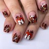 24pcs Fall Press on Nails Short Square Thanksgiving Fake Nails