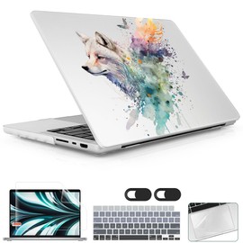 Lepeoac for MacBook Pro 14 Inch 2024 2023 2022 2021 Release M4 A3112 A3401 A3185 M3 A2918 A2992 M2 A2779 M1 A2442 Pro/Max Chip, Plastic Hard Shell Case with Keyboard Cover, Wolf