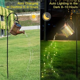 EpicGadget Outdoor Solar Garden Watering Can with String Lights - Outdoor Hanging Water Can Retro Metal Solar Lights with Hook for Walkway Pathway Backyard Christmas Decoration Parties