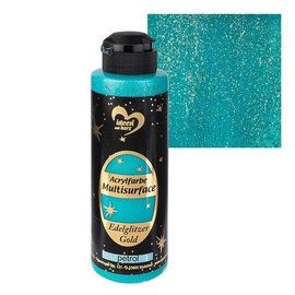 Ideen mit Herz Acrylic Paint Multisurface Fine Glitter Universal Water-Based Paint with Elegant Shimmering Gold Glitter 180 ml (Petrol)
