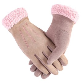 Belle Dame Women’s Touchscreen Gloves Texting Gloves Winter Gloves Driving Gloves Warm Lining with Faux Fur (GL566-BR)