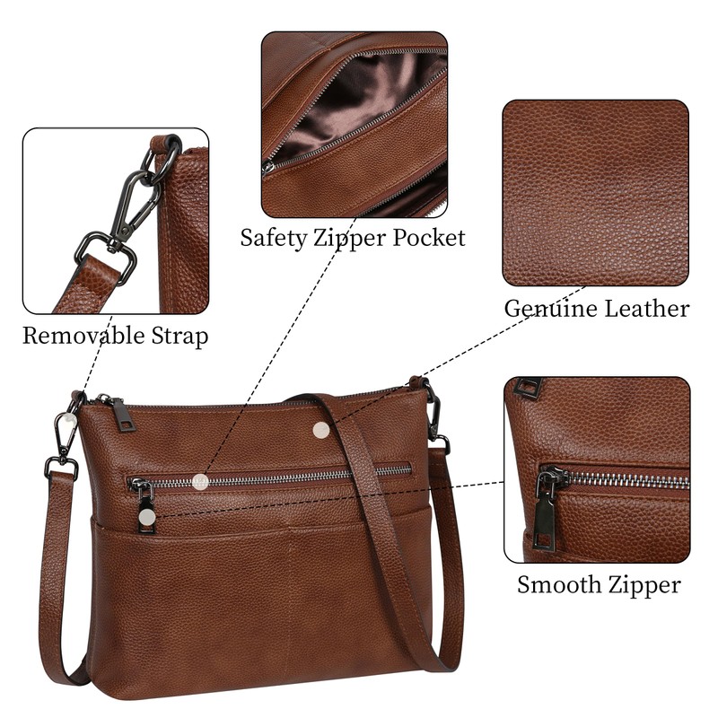 Iswee Genuine Leather Crossbody Bag for Women Purses and Handbags