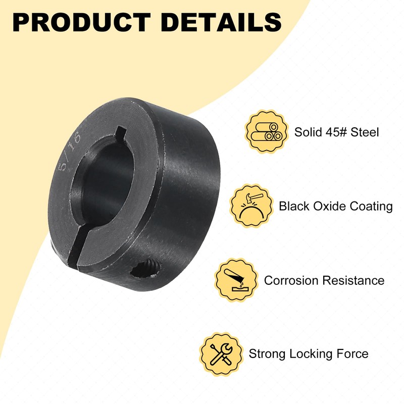 uxcell 8pcs Single Split Shaft Collar 5/16" Bore One-Piece Clamping