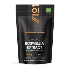 Organic Boswellia Serrata Extract 7500mg - Standardised 65% Boswellic Acid - 90 Vegan Capsules (3 Months Supply) – Resealable and Recyclable Pouch by Alpha01
