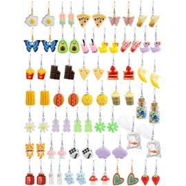 36 Pairs Weird Cute Earrings Fun Cool Mushroom Bear Flower Cat Funky Aesthetic Drop Dangle Earrings for Teen Girls Women Funny Jewelry Set (Fun Earrings)
