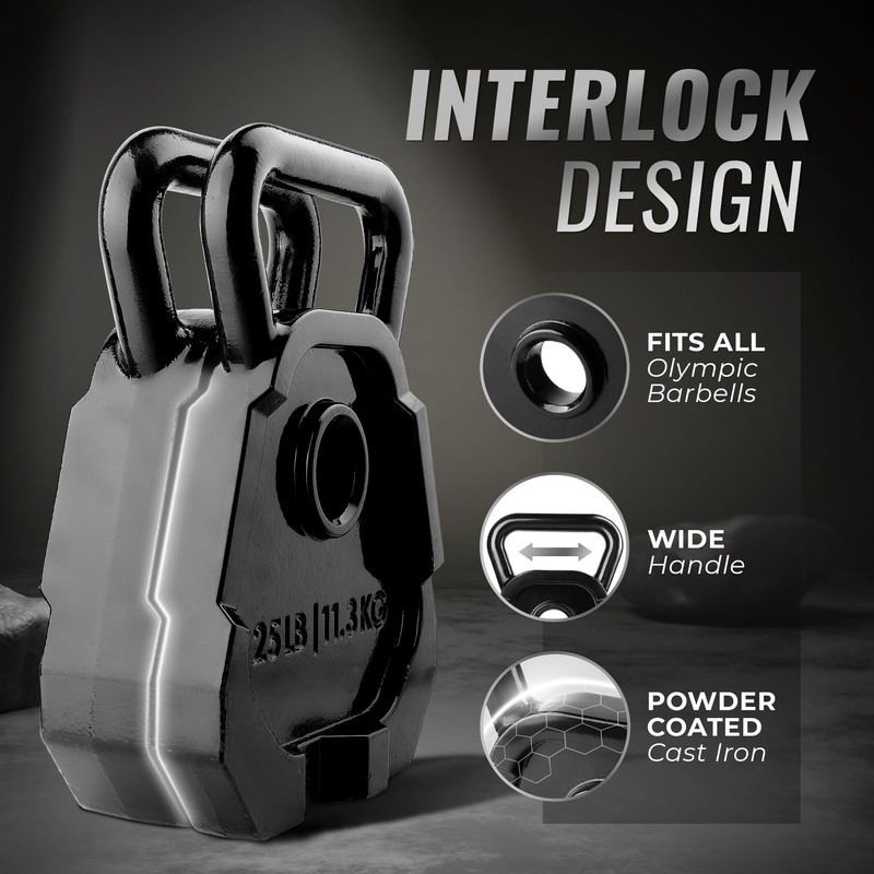 Yes4All 50lbs - Single Olympic Weight Plate & Kettlebell Combination,Upgraded