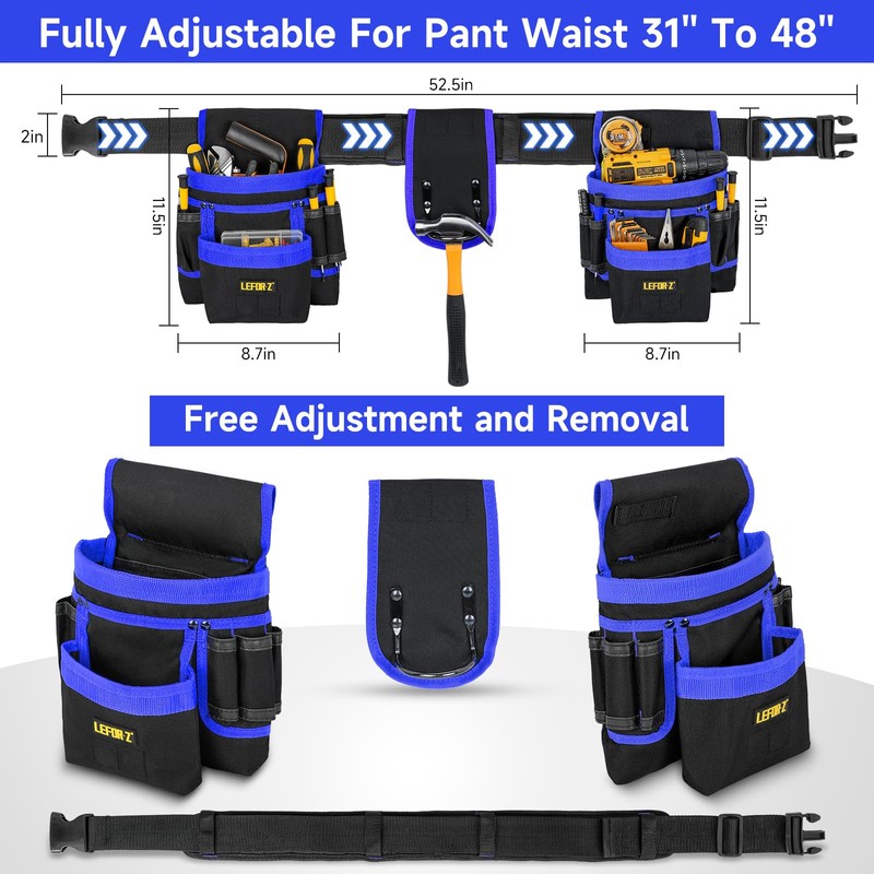 Tool Belt,Magnetic Tool Pouch,27-Pockets Heavy Duty Tool Belts for Men,Detachable