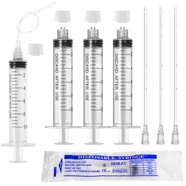 10ml Luer Lock Syringe with Cap and Soft Plastic Tube, Individually Wrapped 10 Pack, Suitable for Pet Liquids Feeding