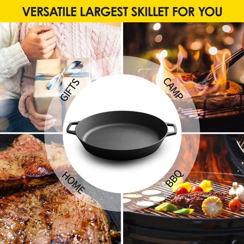 EDGING CASTING Pre-Seasoned Large Cast Iron Skillet 17 Inch, Dual